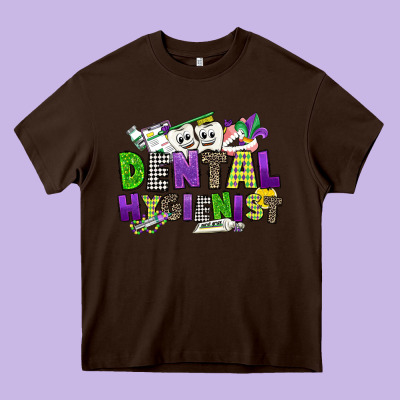 Dental Hygienest Mardi Gras Heavy Core Tee Designed By Cowgirlartshop