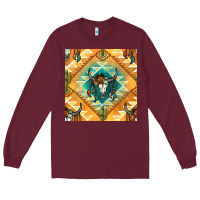 Burgundy native american aztec seamless pattern Long Sleeve Tee - BundleAndBundleShop