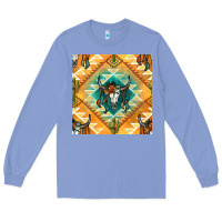 Colony Blue native american aztec seamless pattern Long Sleeve Tee - BundleAndBundleShop
