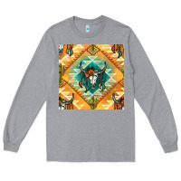 Heather Grey native american aztec seamless pattern Long Sleeve Tee - BundleAndBundleShop