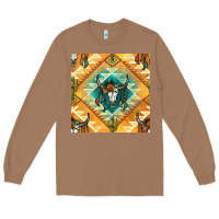 Toasted Coconut native american aztec seamless pattern Long Sleeve Tee - BundleAndBundleShop