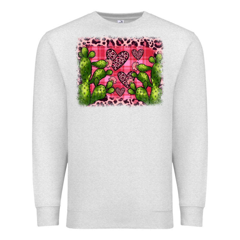 Valentine's Day Cactus Background Premium Sweatshirt by JahusDesignShop | Teevron
