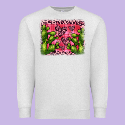 Valentine's Day Cactus Background Premium Sweatshirt Designed By Jahusdesignshop