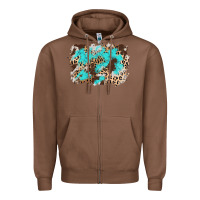 Chestnut cowhide leopard turquoise background Zipper Hoodie - AdoDesignShop
