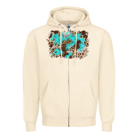Sandshell cowhide leopard turquoise background Zipper Hoodie - AdoDesignShop