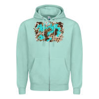 Seafoam cowhide leopard turquoise background Zipper Hoodie - AdoDesignShop