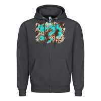 Smoke cowhide leopard turquoise background Zipper Hoodie - AdoDesignShop
