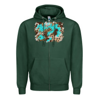 Sports Green cowhide leopard turquoise background Zipper Hoodie - AdoDesignShop