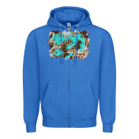 True Royal cowhide leopard turquoise background Zipper Hoodie - AdoDesignShop