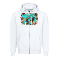 White cowhide leopard turquoise background Zipper Hoodie - AdoDesignShop