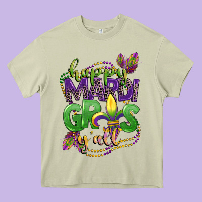 Happy Mardi Gras Yall Heavy Core Tee Designed By Cowgirlartshop
