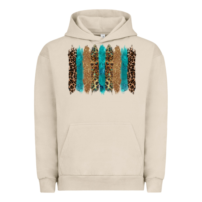 Glitter Turqoise Leopard Tooled Leather Background Urban Hoodie by RanaPortraitStore | Teevron