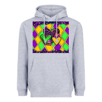 Heather Grey mardi gras hearts Heavyweight Hoodie - JahusDesignShop