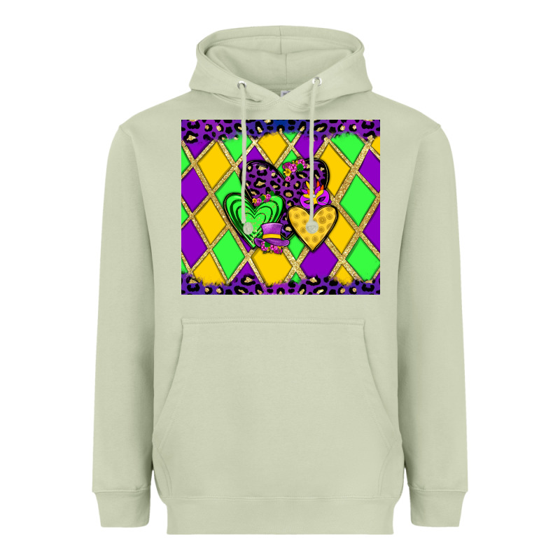 Mardi Gras Hearts Heavyweight Hoodie by JahusDesignShop | Teevron