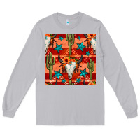 Moon Dust bull skull cactus seamless pattern Long Sleeve Tee - BundleAndBundleShop
