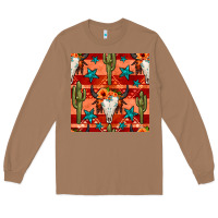 Bull Skull Cactus Seamless Pattern Long Sleeve Tee | Teevron
