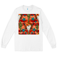 White bull skull cactus seamless pattern Long Sleeve Tee - BundleAndBundleShop