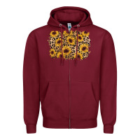 Burgundy sunflower leopard background Zipper Hoodie - AdoDesignShop