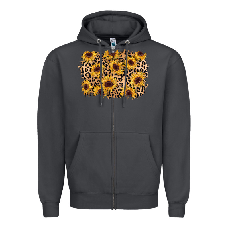 Sunflower Leopard Background Zipper Hoodie by AdoDesignShop | Teevron