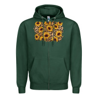 Sports Green sunflower leopard background Zipper Hoodie - AdoDesignShop