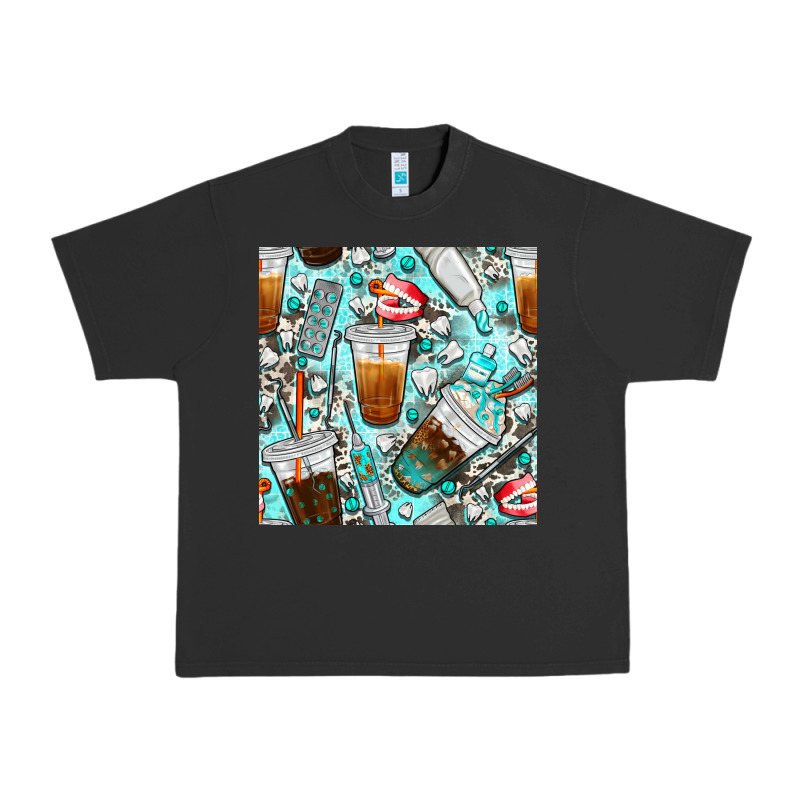 Dentist Coffee Cups Toothpaste And Teeth With Cowhide Seamless Pattern Urban Heavy Tee by BundleAndBundleShop | Teevron
