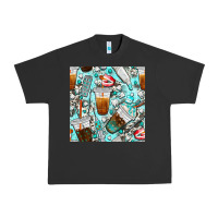 Pigment Black dentist coffee cups toothpaste and teeth with cowhide seamless pattern Urban Heavy Tee - BundleAndBundleShop