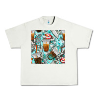 Pistachio dentist coffee cups toothpaste and teeth with cowhide seamless pattern Urban Heavy Tee - BundleAndBundleShop