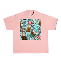 Salmon dentist coffee cups toothpaste and teeth with cowhide seamless pattern Urban Heavy Tee - BundleAndBundleShop