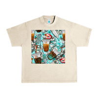 Sandshell dentist coffee cups toothpaste and teeth with cowhide seamless pattern Urban Heavy Tee - BundleAndBundleShop