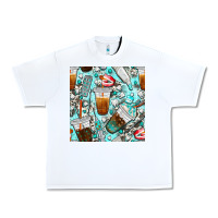 White dentist coffee cups toothpaste and teeth with cowhide seamless pattern Urban Heavy Tee - BundleAndBundleShop
