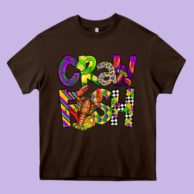 Crawfish Mardi Gras Heavy Core Tee Designed By Cowgirlartshop