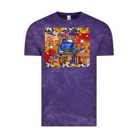 Cloud Purple Fourth Of July Truck Vintage Tee - FaDigitalArtStudio