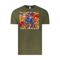 Vintage Olive Fourth Of July Truck Vintage Tee - FaDigitalArtStudio