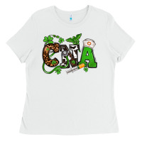 White St. Patrick's Day CNA Ladies Tee - OliviaCreatesArt