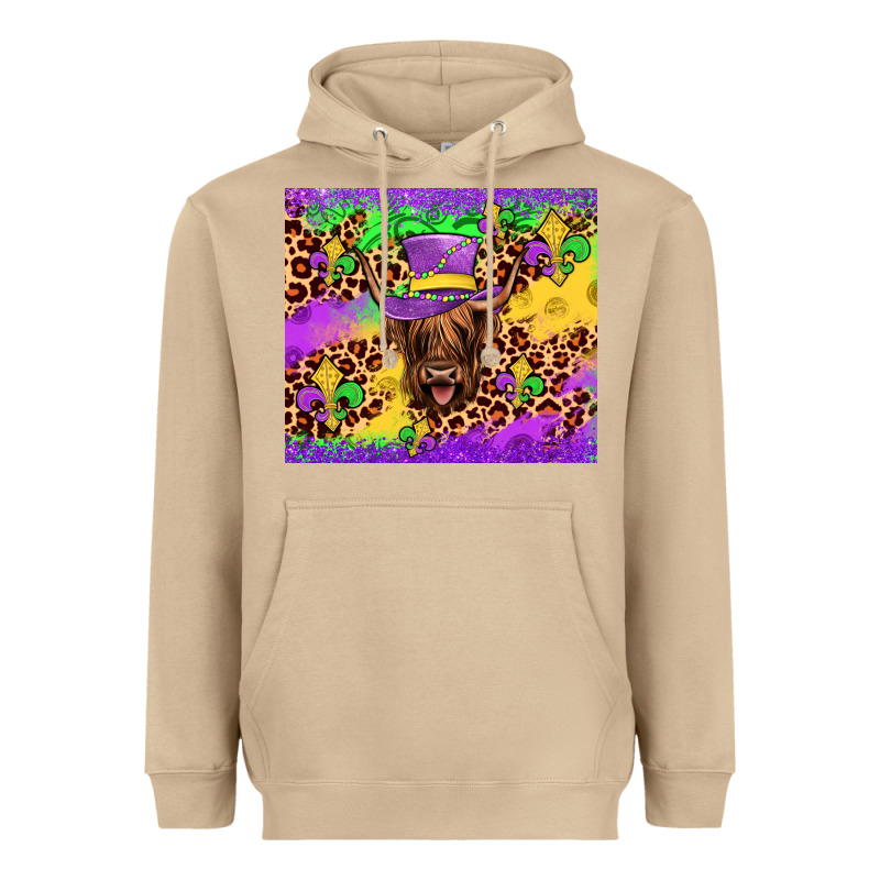 Highland Cow Mardi Gras Tumbler Heavyweight Hoodie by JahusDesignShop | Teevron