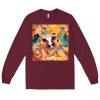 Burgundy western farm animals seamless pattern Long Sleeve Tee - BundleAndBundleShop