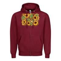 Burgundy cactus leopard sunflower glitter background Zipper Hoodie - AdoDesignShop