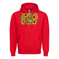 Red cactus leopard sunflower glitter background Zipper Hoodie - AdoDesignShop