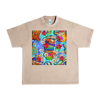 French Oak hippie coffee cups and flowers and peace seamless pattern bbs Urban Heavy Tee - BundleAndBundleShop
