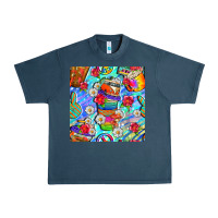 Midnight Navy hippie coffee cups and flowers and peace seamless pattern bbs Urban Heavy Tee - BundleAndBundleShop