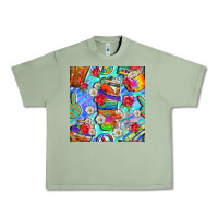 Oil Green hippie coffee cups and flowers and peace seamless pattern bbs Urban Heavy Tee - BundleAndBundleShop