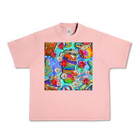 Salmon hippie coffee cups and flowers and peace seamless pattern bbs Urban Heavy Tee - BundleAndBundleShop