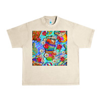 Sandshell hippie coffee cups and flowers and peace seamless pattern bbs Urban Heavy Tee - BundleAndBundleShop