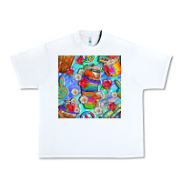 White hippie coffee cups and flowers and peace seamless pattern bbs Urban Heavy Tee - BundleAndBundleShop