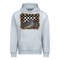 Heather Grey leopard racing  background Urban Hoodie - RanaPortraitStore
