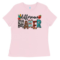 Bubblegum Pink difference maker teacher Ladies Tee - OliviaCreatesArt