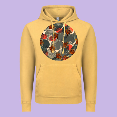 African Fabric Pattern Round Earrings 5 Vintage Hoodie Designed By Bundleandbundleshop