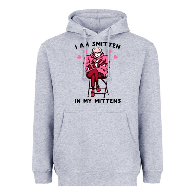 Funny I Am Smitten In My Mittens Bernie Heavyweight Hoodie by artisFamous | Teevron