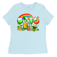 Baby Blue wine glasses st. patricks Ladies Tee - OliviaCreatesArt