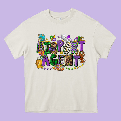 Airport Agent Mardi Gras Heavy Core Tee Designed By Cowgirlartshop